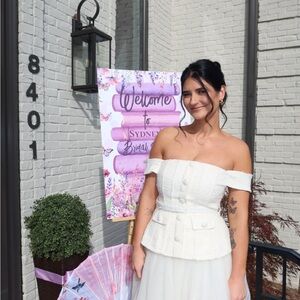 Self-Portrait Off-Shoulder Cream Boucle Tulle Midi Dress